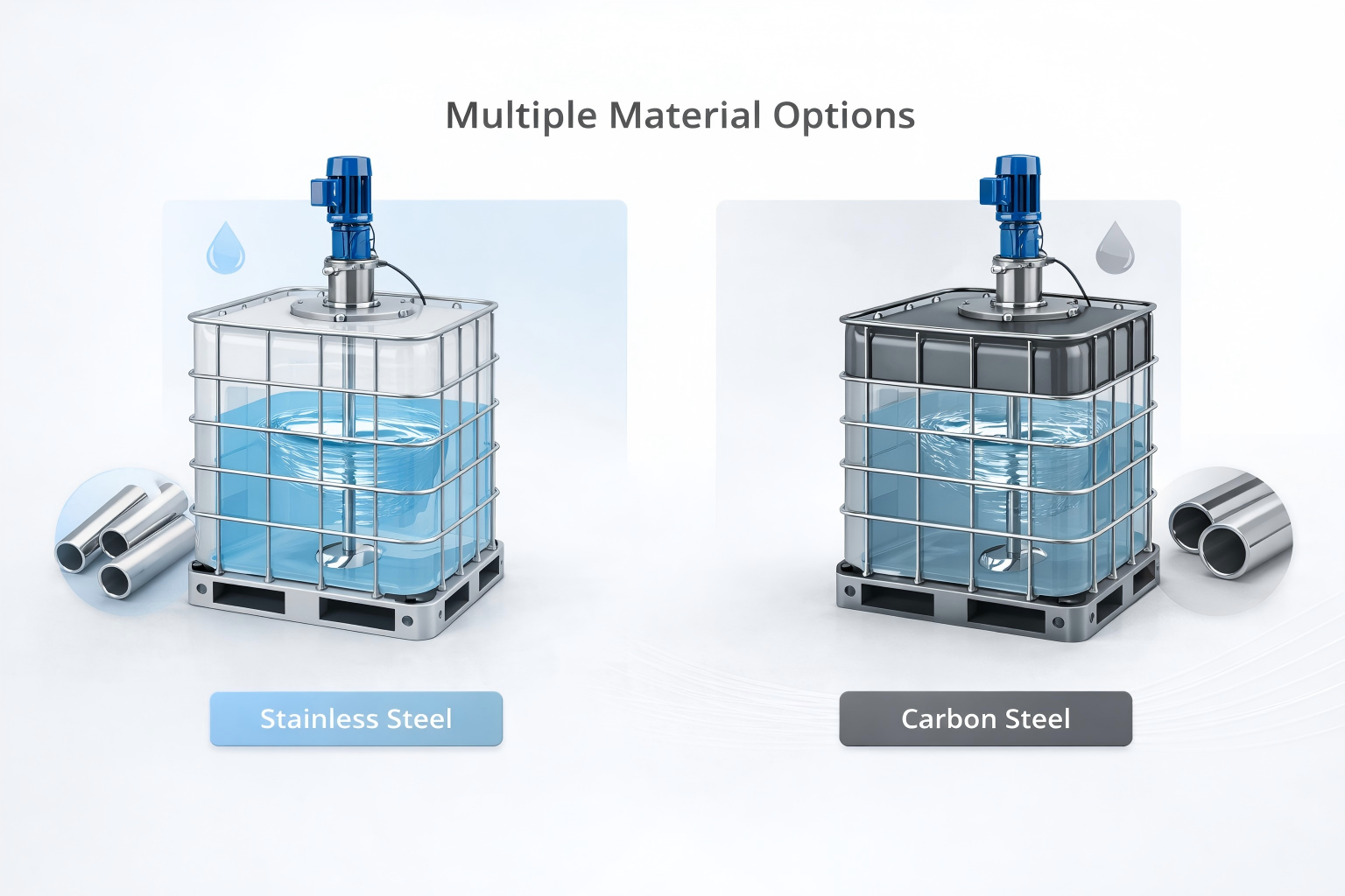 multiple material options of ibc mixer